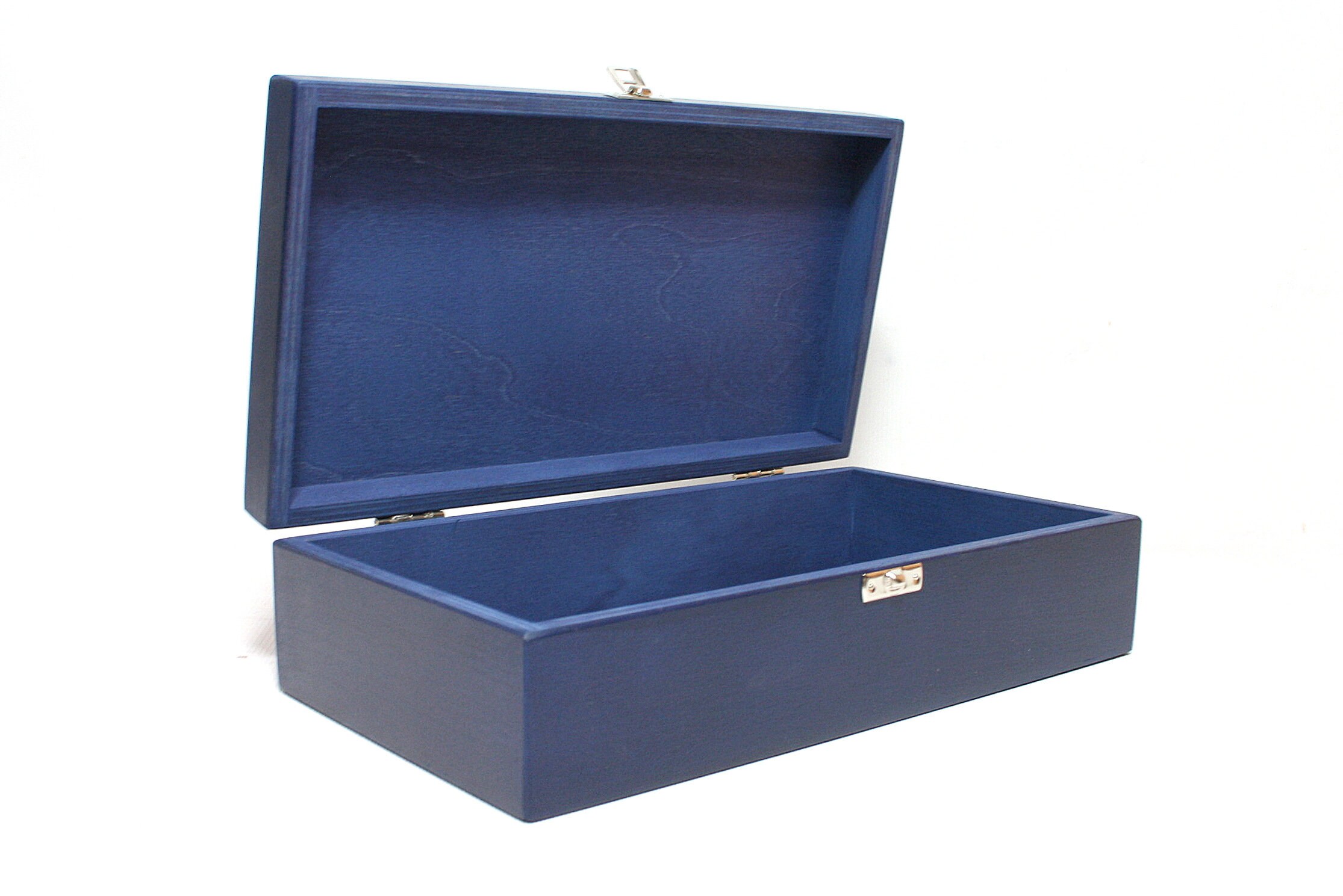 【美品】木箱、本箱　Blue ダークブルーの木製ギフトボックス：着色合板、花婿の付添人への贈り物