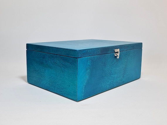 Scatola di legno turchese / Grande scatola regalo / Grande scatola