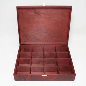 Red Collection Box / 16 Compartments Box / Keepsake Box / Jewelry Box / Storage Box / Red Wood Box / Display Box / Collection Display Box