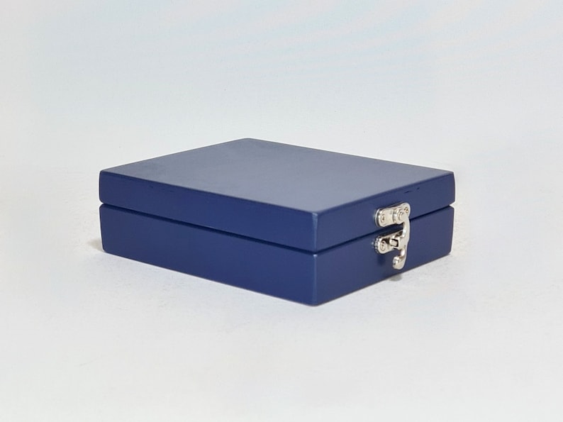 Small Gift Box / Keepsake Box / Dark Blue Box 4.13 x 5.31 x 1.37 inch / Small Wooden Box / Little Box / Small Gift Box / Favor Box image 3