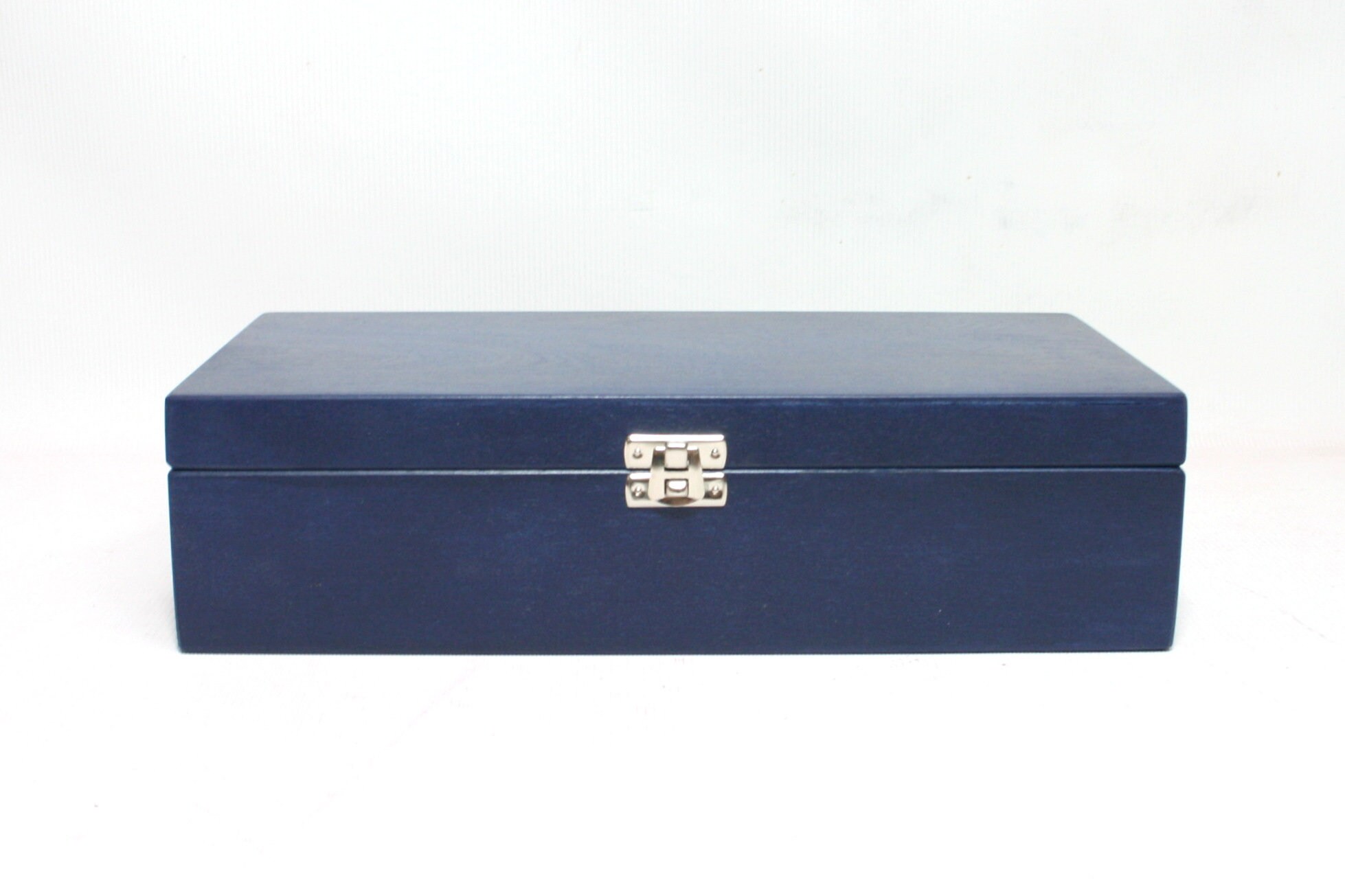 【美品】木箱、本箱　Blue ダークブルーの木製ギフトボックス：着色合板、花婿の付添人への贈り物