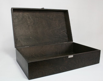 Large Storage Box / Big Wooden Box / Wooden Gift and Keepsake Box / Dark Brown Box 16.53 x 9.45 x 4.33 inch