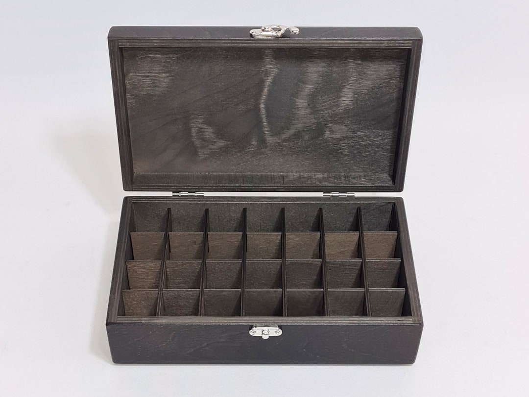 28 Compartments Box / Keepsake Box / Storage Box / Keepsake Box / Dark Brown Wood Box