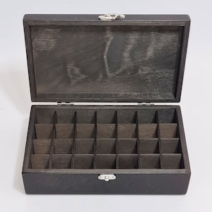 28 Compartments Box / Keepsake Box / Storage Box / Keepsake Box / Dark Brown Wood Box / Collection Storage Box