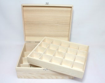 Large Ash Wood Storage Box / Collection Box with Removable Compartment / Large Wooden Box / Collection Display Box / Natural Wood Box