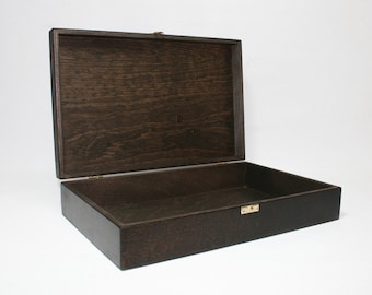 Wooden Keepsake Box / Jewelry Box / Wooden Storage Box / Dark Wooden Box 13.77 x 8.46 x 2.75 inch