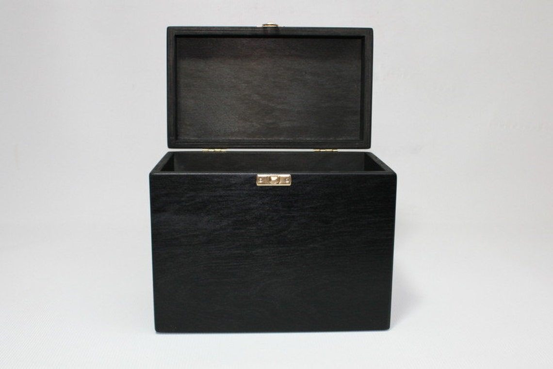 Wooden Box / Storage Box / 7.67x4.33x6.69 Inch / Black Box / Etsy