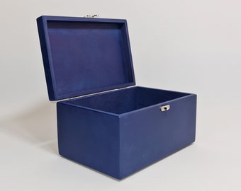 Dark Blue Wooden Box / Gift Box / Keepsake Box / Storage Box 9.05 x 5.90 x 4.72 inch