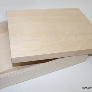 Wooden A4 Size Box for DIY Projects/ Unfinished Wooden Box /12 x 8.65 x 1.95 inch (other dimensions available)