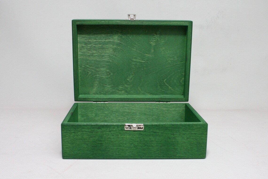 Dark Green Wooden Box / Storage Box / Keepsake Box / Gift Box Etsy