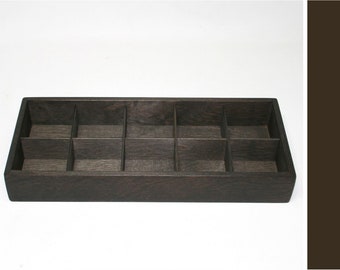 Dark Brown Plywood Collection Display Box: 10-Compartment Storage