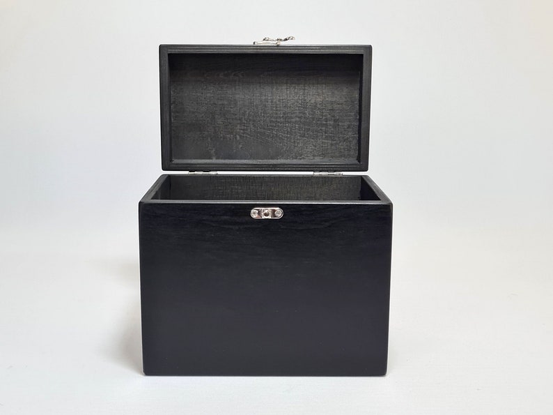 Wooden Box / Storage Box / 7.67x4.33x6.69 inch / Black Box / Gift Box / Black Urn / Plywood Box / Storage Box / Black Storage Box image 3