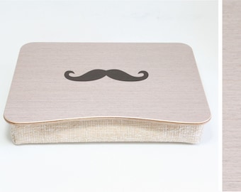 Mustache Inlay Wooden Laptop Bed Tray: Breakfast Table