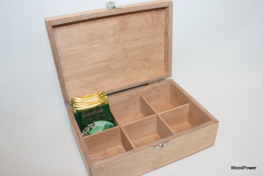 Boîte à thé en bois marron clair 24 compartiments / Boîte de