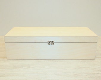 Large Wooden Box for DIY Projects/ Unfinished Wooden Box 16.53 x 6.69 x 4.52  inch (other dimensions available)