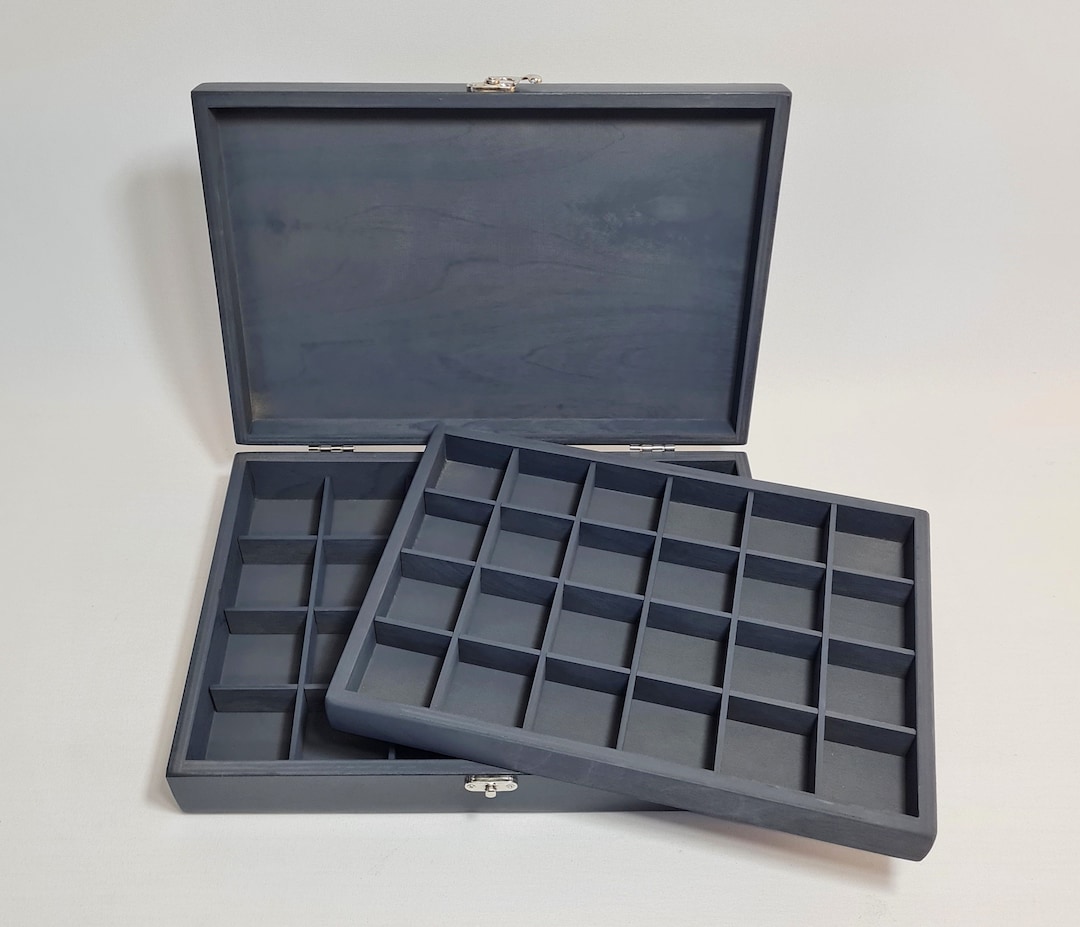 48-compartment Collection Box: Graphite Jewelry Organizer With ...