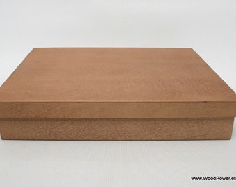 Light Brown Wooden Box with Lid: A4 Size Storage