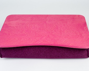 Mesa para iPad / Soporte para computadora portátil rosa / Bandeja de cama para computadora portátil de madera / Bandeja para servir desayuno / Bandeja para almohada Rosa básica