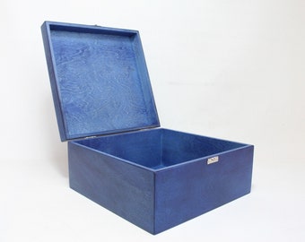 Wooden Box / 10 x 10 x 5 inches / Blue Box