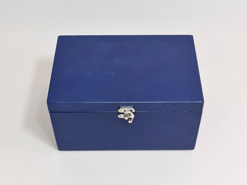 Dark Blue Wooden Box / Gift Box / Keepsake Box / Storage Box 9.05 x 5.90 x 4.72 inch image 4