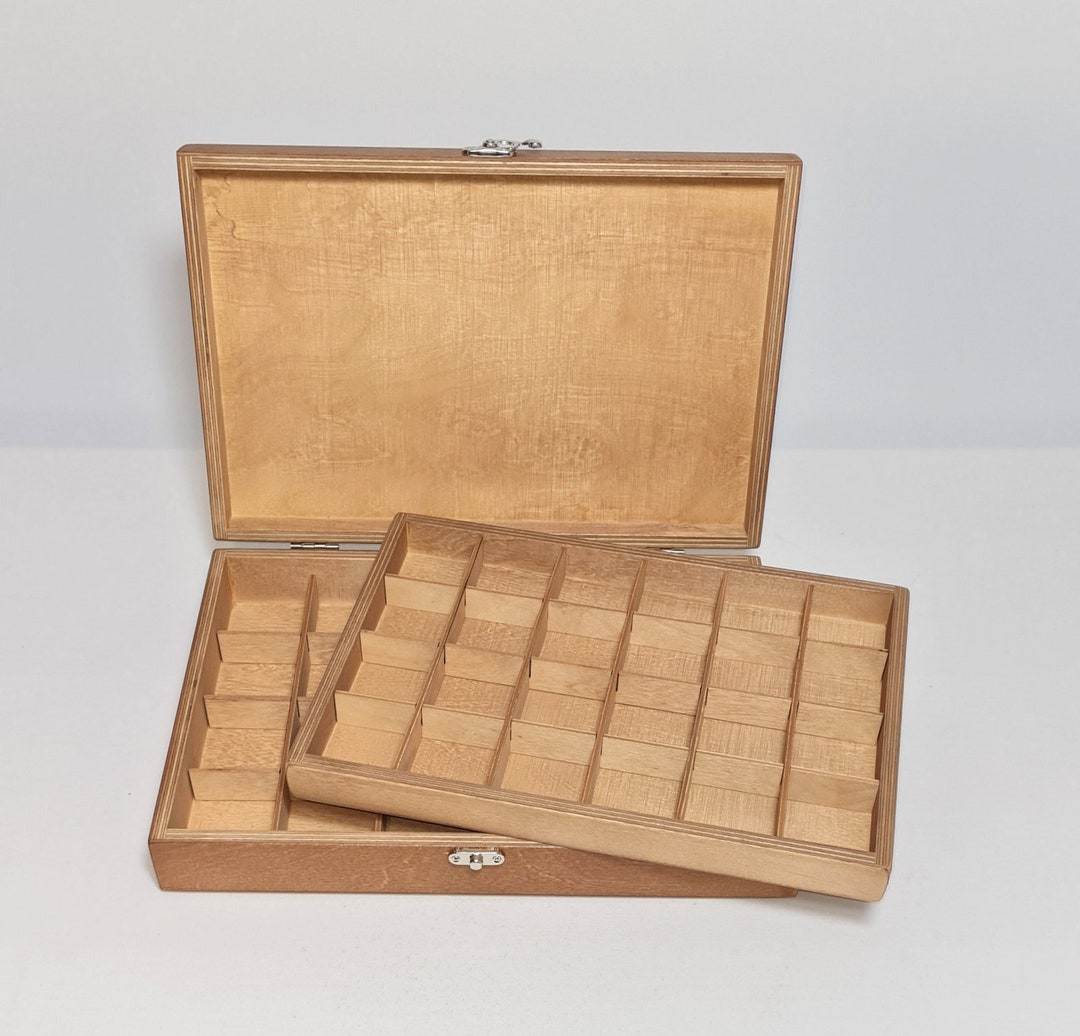 Collection Storage Box / 48 Compartment Box / Light Brown Collection