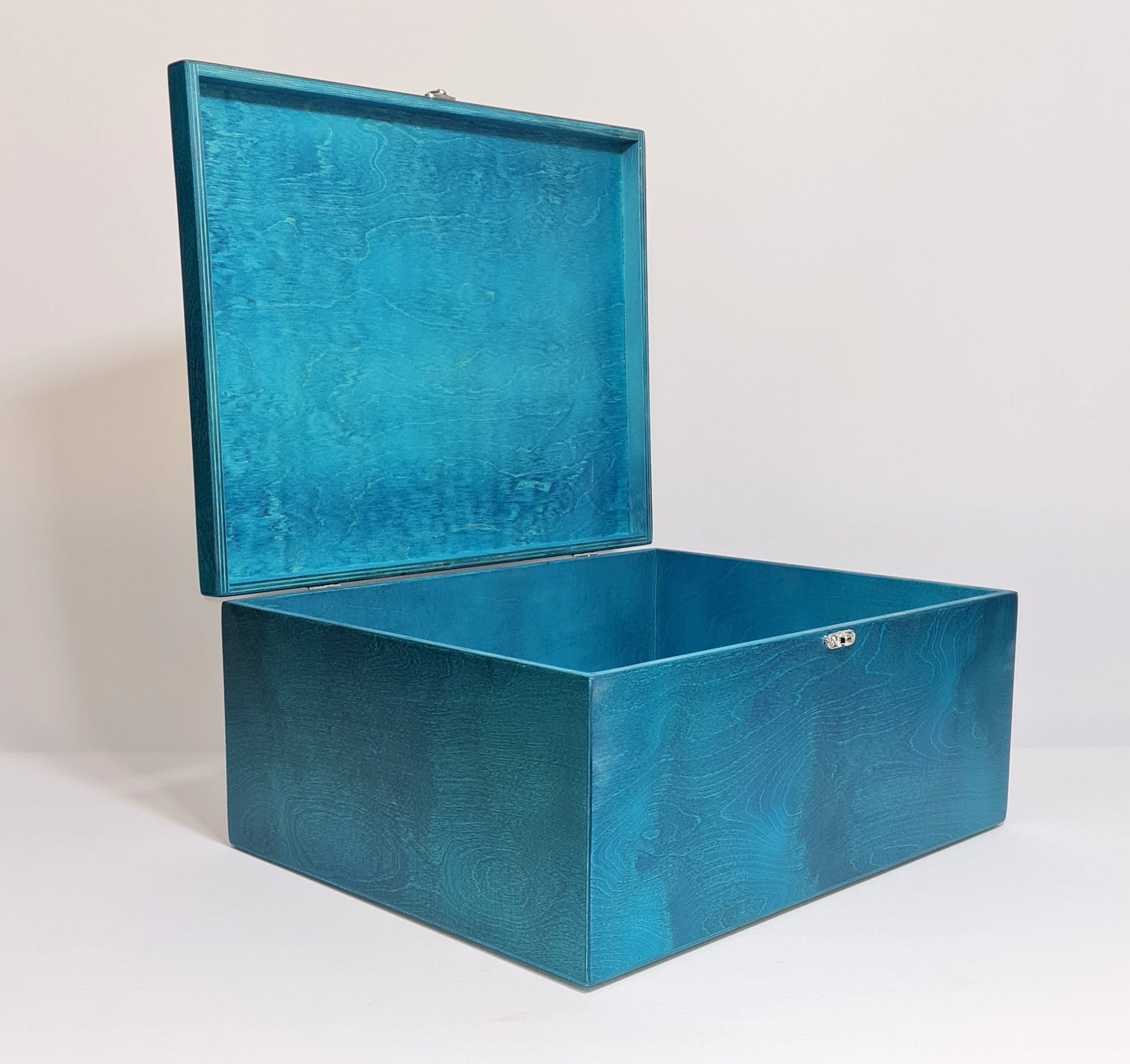 Large Storage Box / Big Wooden Box / Wooden Gift and Keepsake Box / Turquoise Box 16 x 11 x 6.30 inch