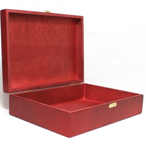 Red Wooden Keepsake Box / Wooden Gift Box / Wooden Storage Box / Red Plywood Box 11 x 7.08 x 2.95 inch