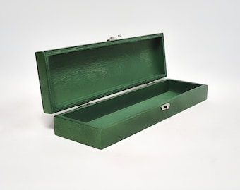 Knife Storage Box / Dark Green Wooden Keepsake Box / Wooden Storage Box / 13.77 x 3.54 x 1.96 inch