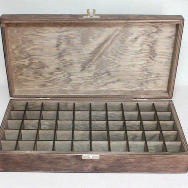 50 Compartments Box / Keepsake Box / Storage Box / Keepsake Box / Brown Wood Box / Collection Storage Box