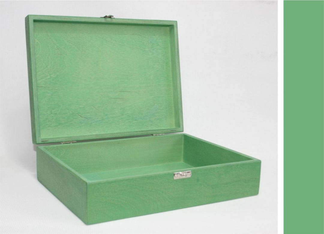 Green Storage Box / Wooden Keepsake Box / Jewelry Box / Green Etsy