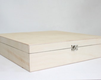 Unfinished Wooden Album Storage Box: DIY Project Box (13.77 inch)