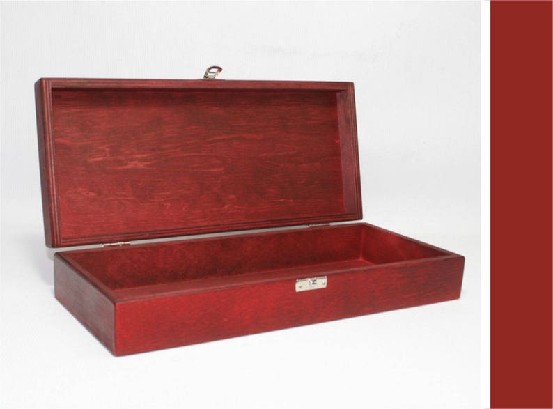 Boîte en bois rouge 12,6 x 5,12 x 2,36 pouces Boîte souvenir Boîte de rangement Coffret cadeau Boîte peinte en rouge Coffret cadeau Boîte de faveur Boîte en bois image 1