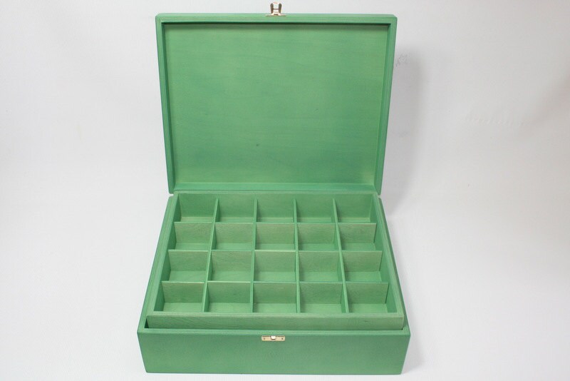 Large Wooden Storage Box / Green Collection Box With Removable - Etsy