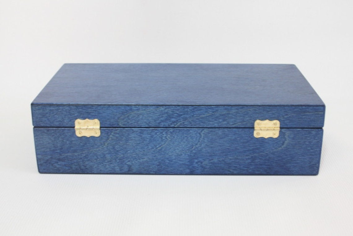 Wooden Gift Box / Wooden 8 Compartments Box / Blue Wooden Box - Etsy