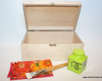 Holzkiste für DIY-Projekte/ Unbehandelte Holzkiste 26 x 16 x 11 cm (andere Abmessungen verfügbar) / Unlackiertes Holzkiste / Sauberes Holz