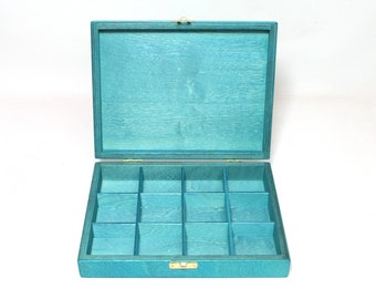 Turquoise Collection Box / 12 Compartments Box / Keepsake Box / Jewelry Box / Storage Box