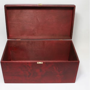 Large Red Stained Wooden Box: 16x8x8 inch Storage