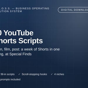 YouTube Shorts Scripts | 30 Viral Short Form Video Scripts | Hook Library & Content Calendar | Faceless Channel | Instant Download