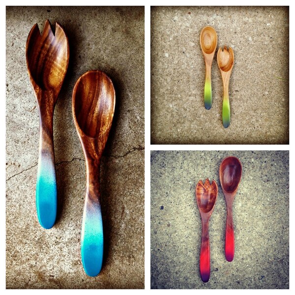 RESERVED for SALES/BELKNAP wedding registry - Salad Servers in Acacia