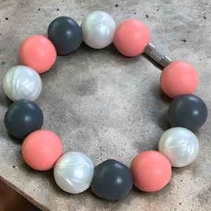 Peach, Gray and  White Pearl Silicone Cup Charm for Tumblers - Unique Tumbler Accessory