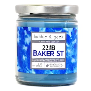 221B Baker Street Scented Soy Candle Jar