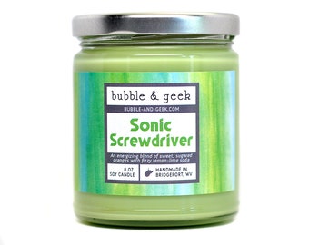 Sonic Screwdriver Scented Soy Candle - 8 oz. jar - vela geek