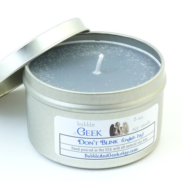 Don't Blink Soy Candle - English Ivy - 8 oz. tin- Weeping Angel