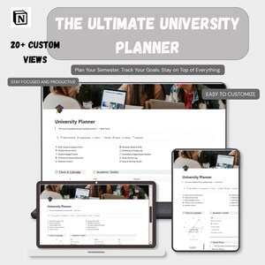 University Planner Notion Template, Digital Assignment and Grade Tracker