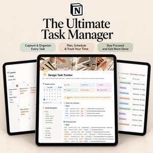 Notion Business Task Manager, Digital Planner with Project Tracker and Time Tracking