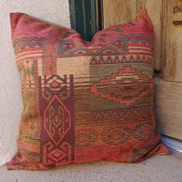 Southwestern Pillow Cover. 16 x 16 to 24 x 24.  Rich upholstery fabric. Taos made. Rich southwest colors.