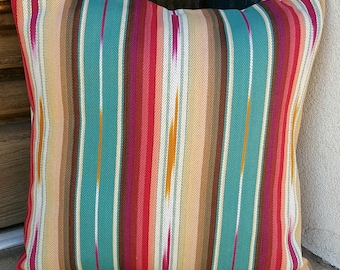Southwestern Pillow Cover. 16 x 16 to 24 x 24. Soft woven, fair trade cotton fabric. Striped serape design.