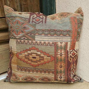 Southwestern pillow cover. 16 x 16 to 24 x 24. Soft, rich and sturdy fabric. Traditional southwest colors