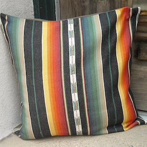 19. Southwestern Pillow Cover. 16 x 16 to 24 x 24. soft woven, fair trade cotton fabric. Serape design