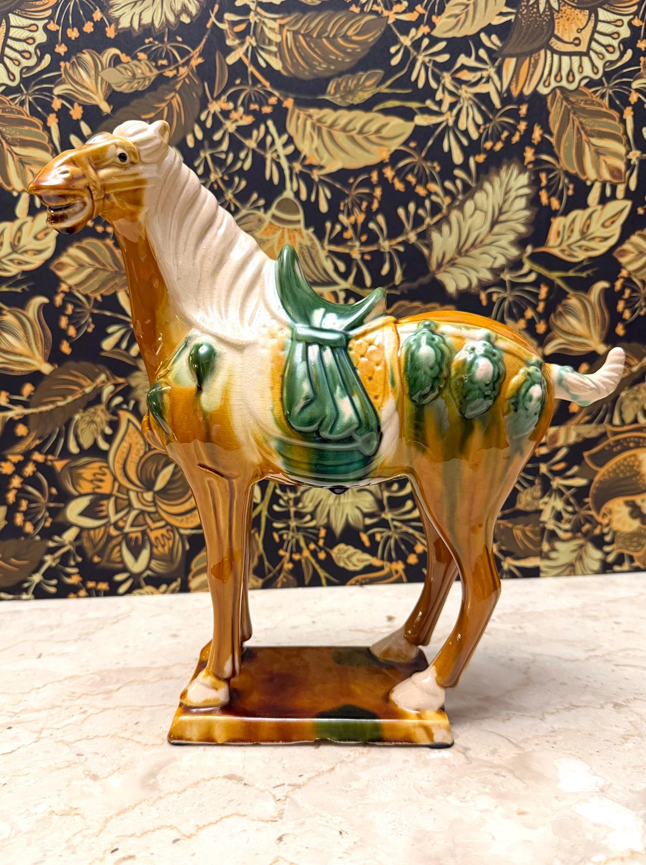 中国現代陶芸家 米閑雲　四頭の馬 Antique Chinese Ceramic Horse Figurine - Etsy